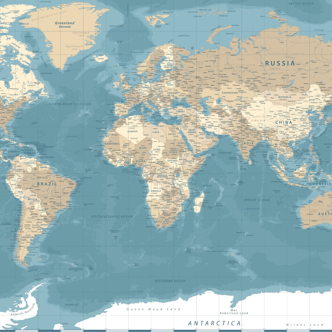 Mapa Mundi Azul